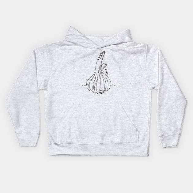 Continuous Line Garlic! Kids Hoodie by SWON Design